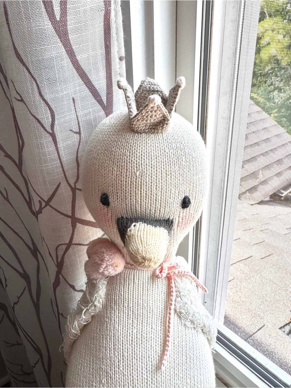 Cuddle + Kind Harlow the Swan Hand Knit Doll Pink Crown Ballerina Plush 20” - Picture 3 of 9